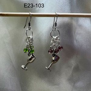 "Red or White" wine glass earrings